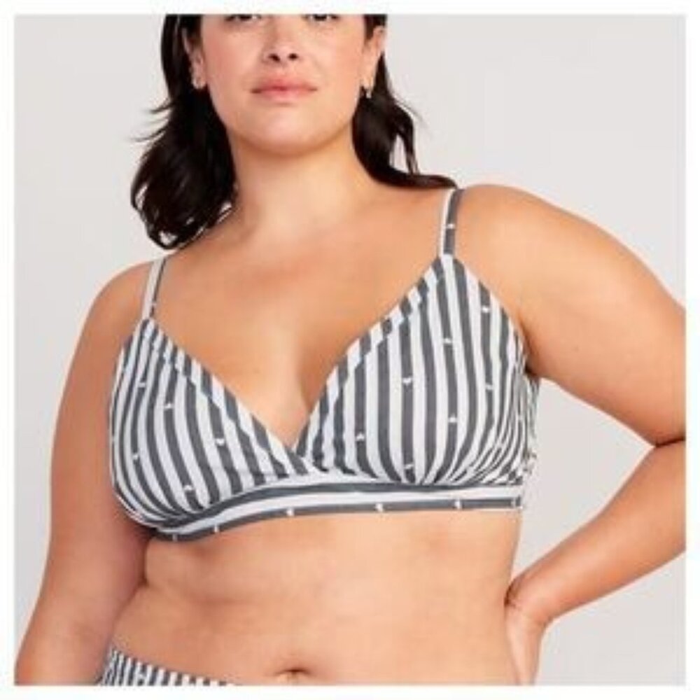 NWT Old Navy PLUS 3X Cross-Front Poplin Bralette Activewear Summer Beachy Hearts